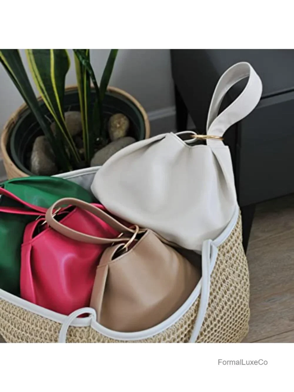 Hobo Top Handle Bag Faux Leather Clutch Wristlet Small Tote